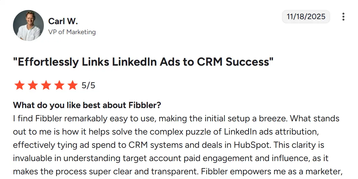 Customer testimonial about Fibbler