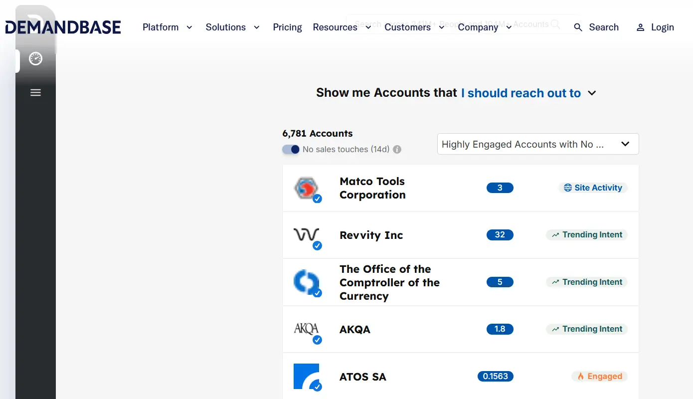 Demandbase One platform interface