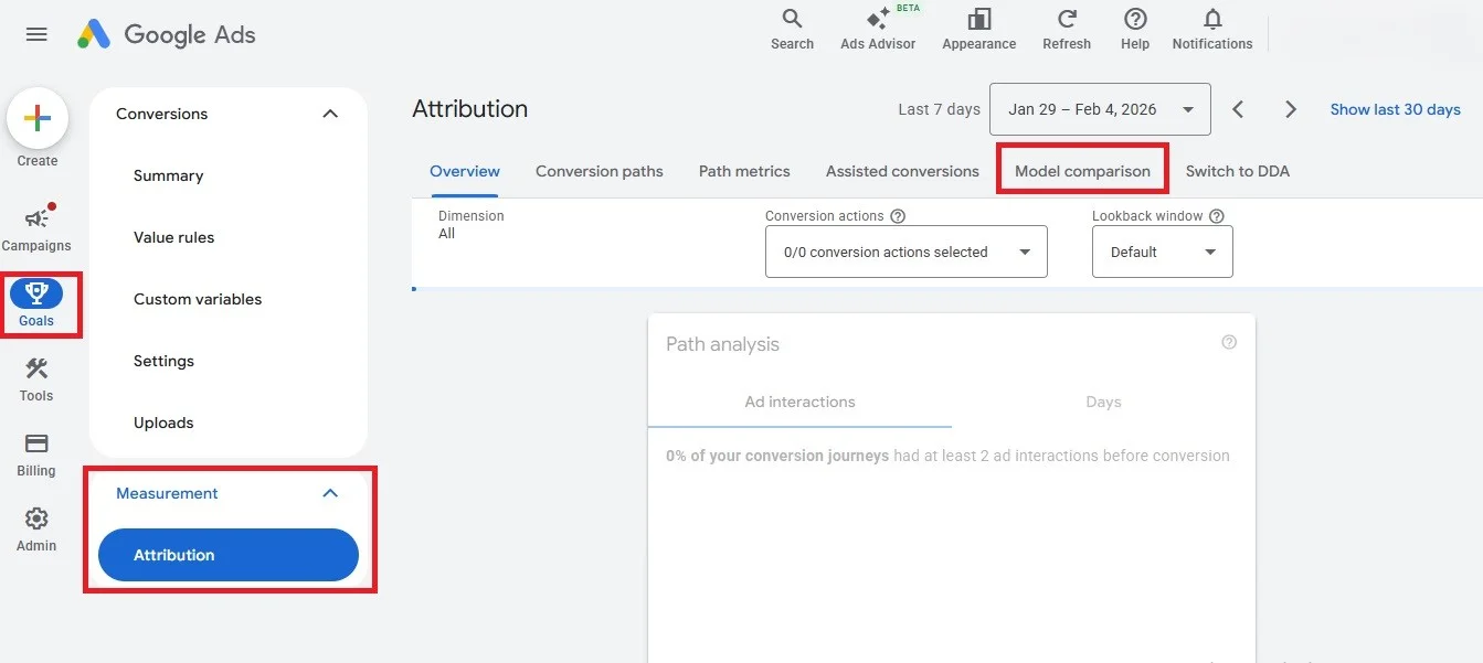 Google Ads attribution navigation