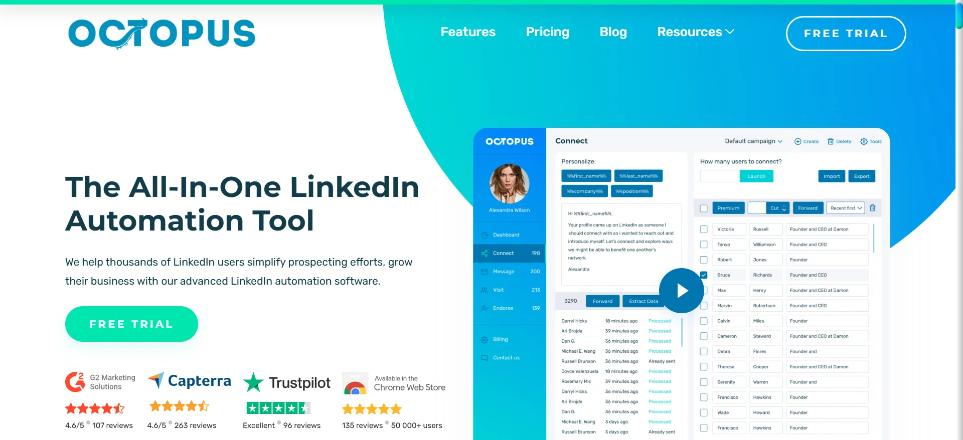 Octopus CRM LinkedIn marketing tool