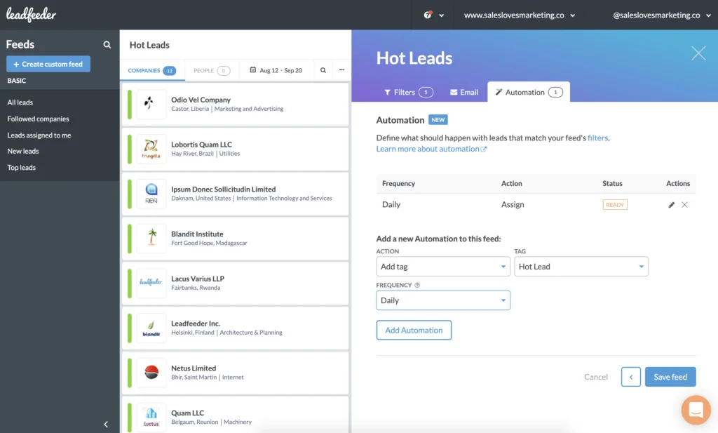 Leadfeeder dashboard