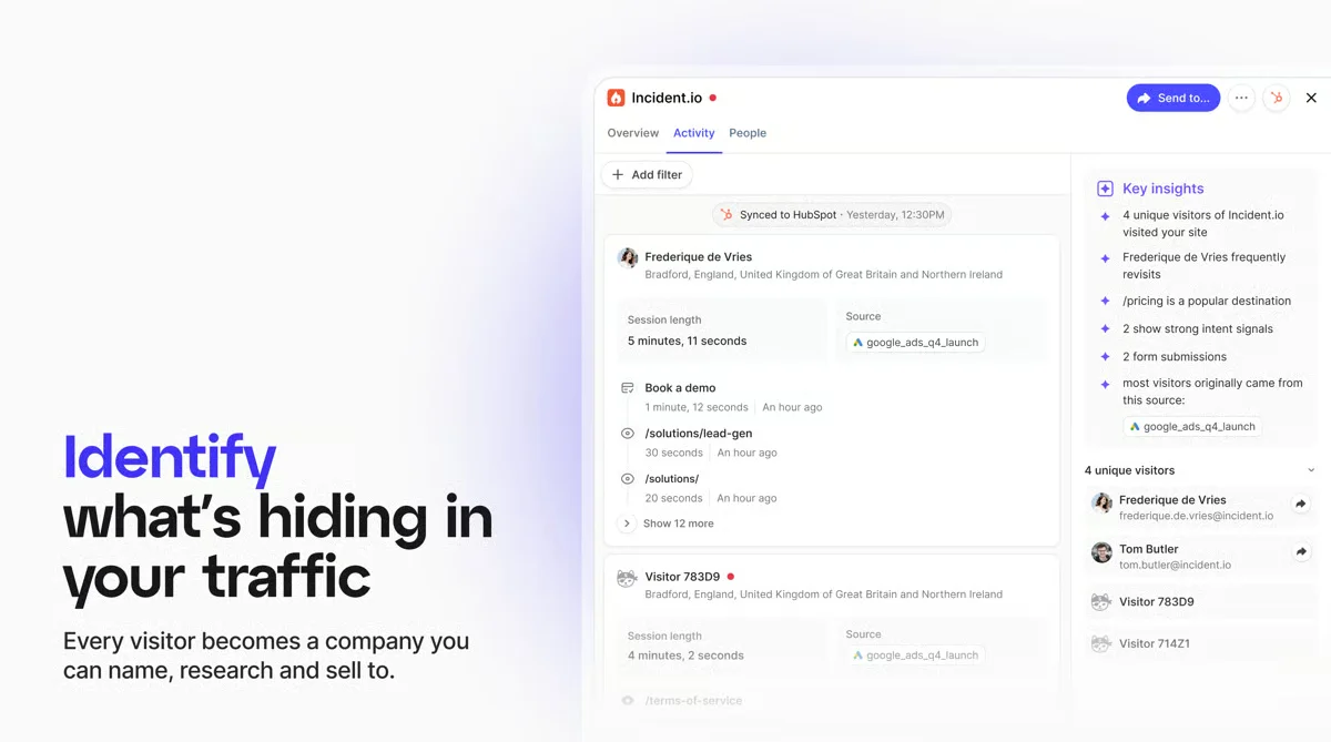 Snitcher dashboard